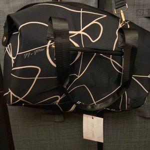 MALI & Lili Weekender Bag in Black with Abstract Design MSRP $128